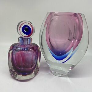 Fifth Ave Crystal  Pink And Blue Perfume Bottle/Vase